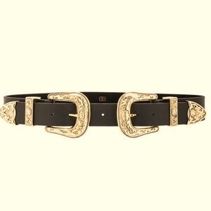 B-LOW BELT Black leather & Rose Gold buckles Size: Small. Adjustable buckles.